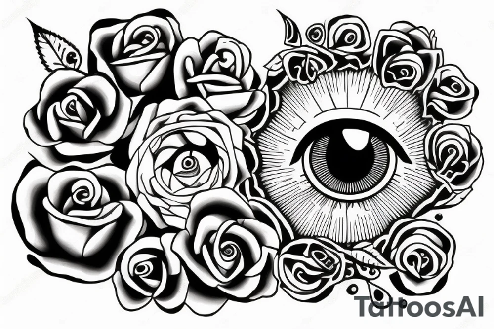 Neotraditional style big eye with roses tattoo idea Neotraditional style big eye with roses tattoo idea