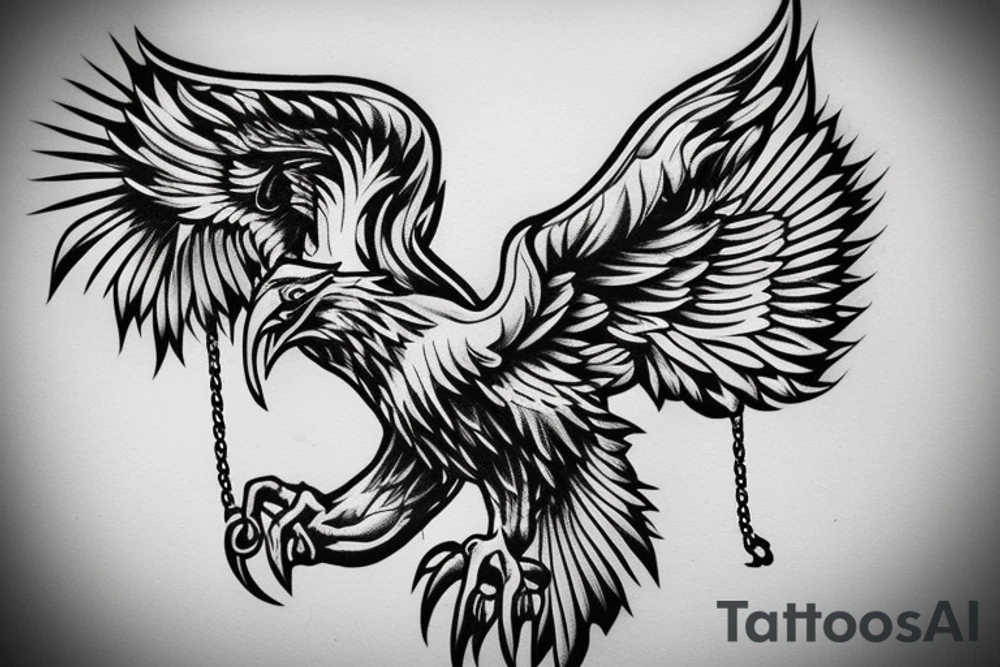 Neotraditional style Eagle Claw coming out of chains tattoo idea Neotraditional style Eagle Claw coming out of chains tattoo idea