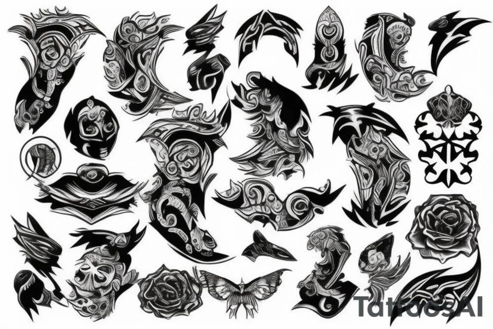 Black and grey on back tattoo idea