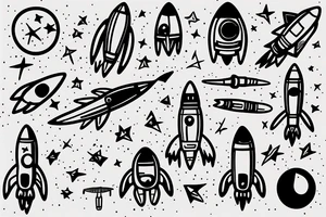 Astronaut and rocket that look like pen tattoo idea