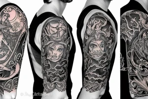 Trapeze armor with a demonic capricorn tattoo idea
