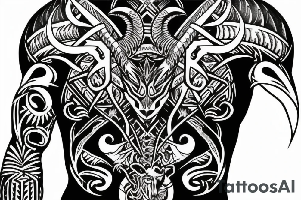 Shoulder
 armor with a demonic capricorn tattoo idea