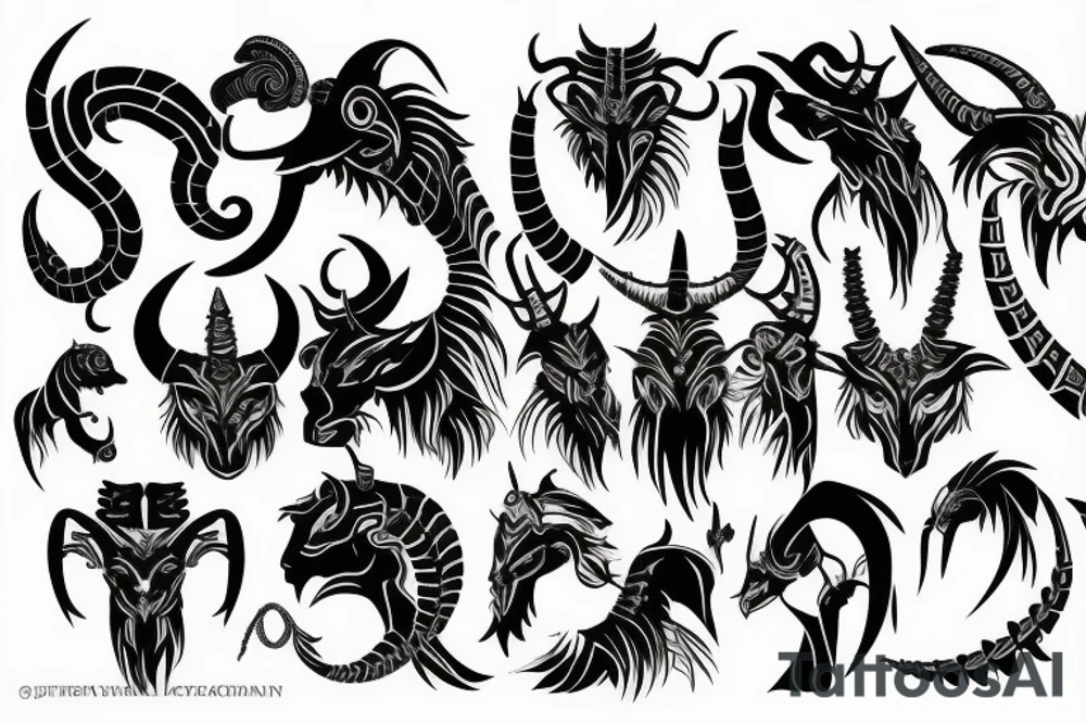 Shoulder
 armor with a demonic capricorn tattoo idea