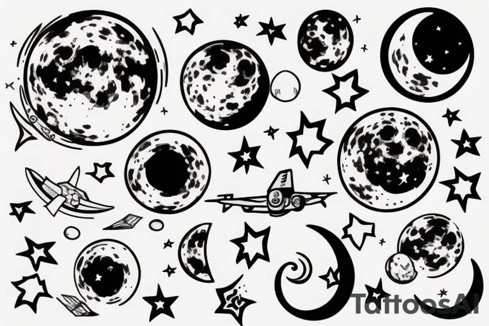astronaut holding moon tattoo idea