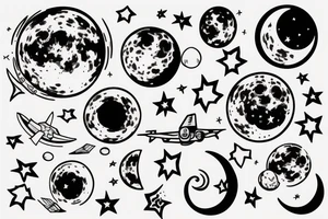 astronaut holding moon tattoo idea