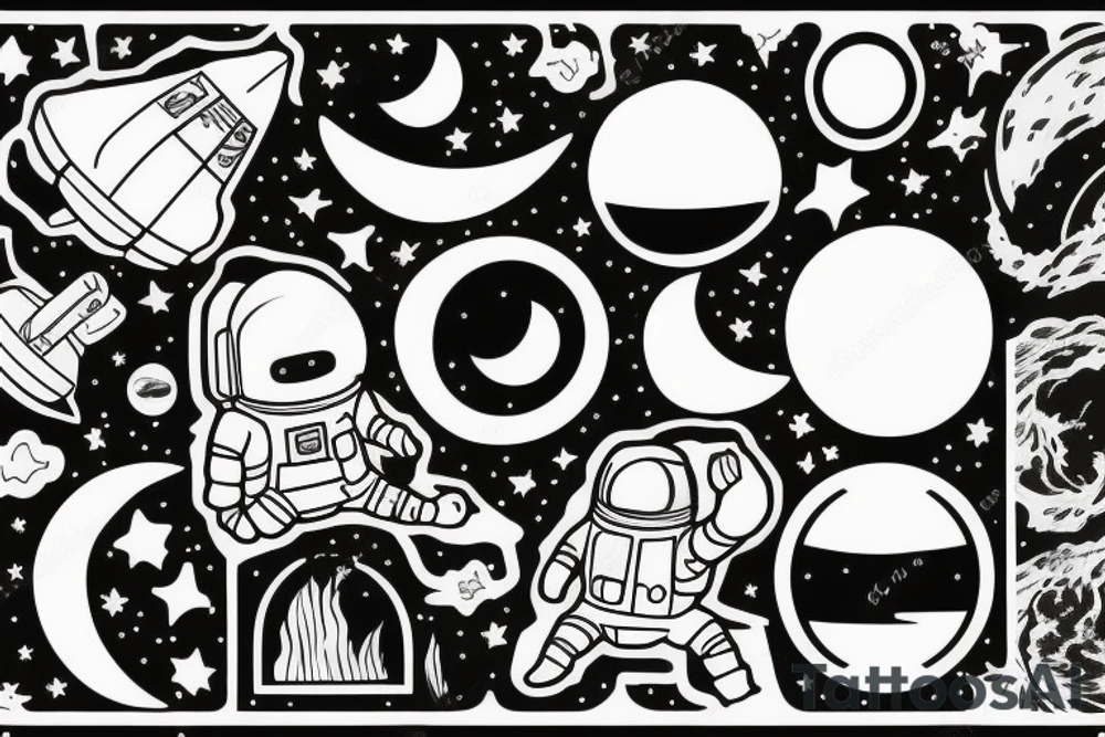 astronaut holding moon tattoo idea