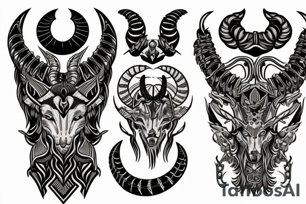 Shoulder
 armor with a demonic capricorn tattoo idea