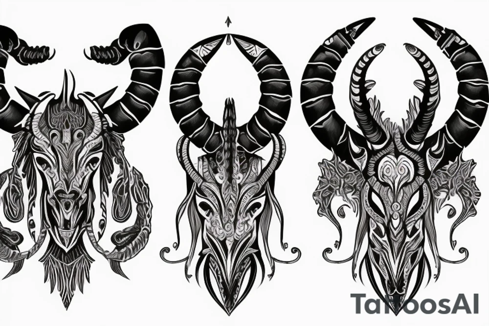 Shoulder
 armor with a demonic capricorn tattoo idea