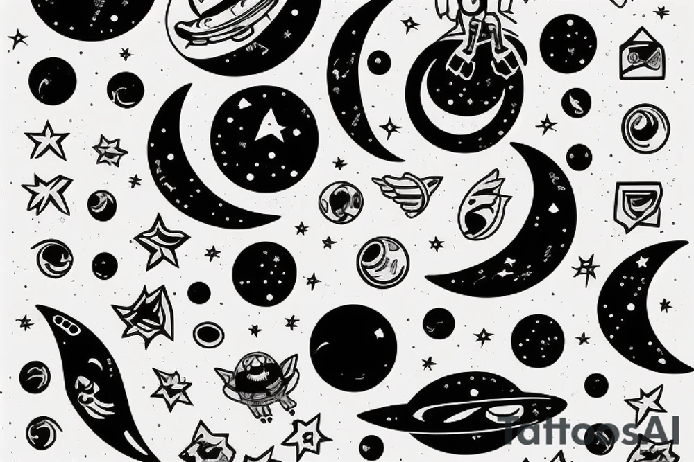 astronaut holding moon tattoo idea