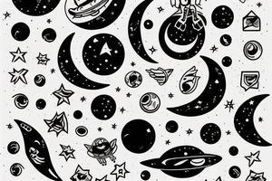 astronaut holding moon tattoo idea