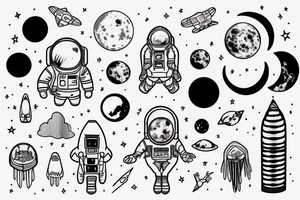 astronaut holding moon tattoo idea