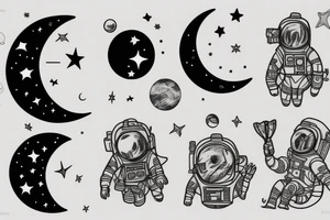 astronaut and moon tattoo idea