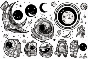 astronaut and moon tattoo idea