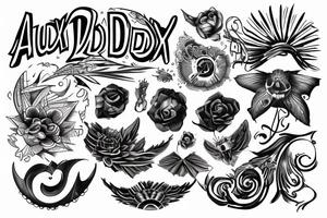3D trippy of word " AUDAX " tattoo idea