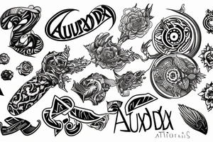 3D trippy word " AUDAX " tattoo idea