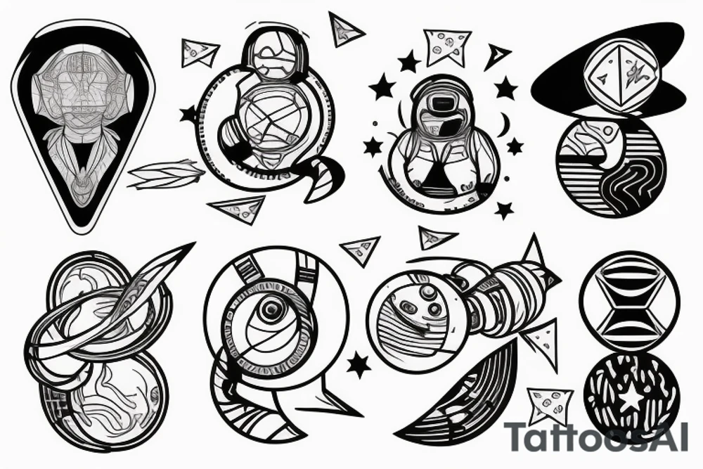 astronaut and moon tattoo idea
