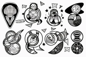 astronaut and moon tattoo idea