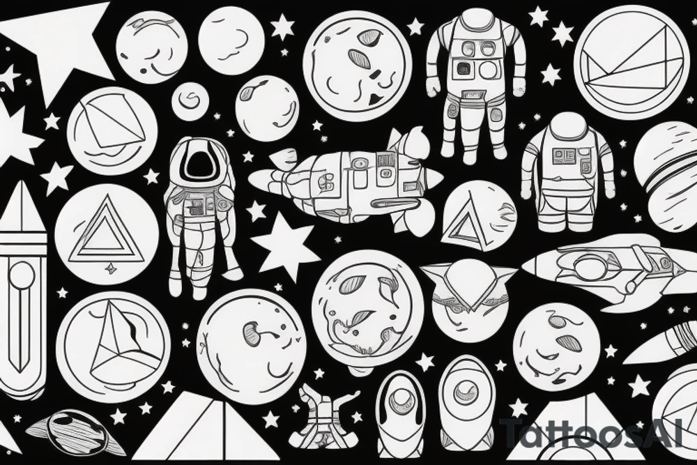 astronaut and moon tattoo idea