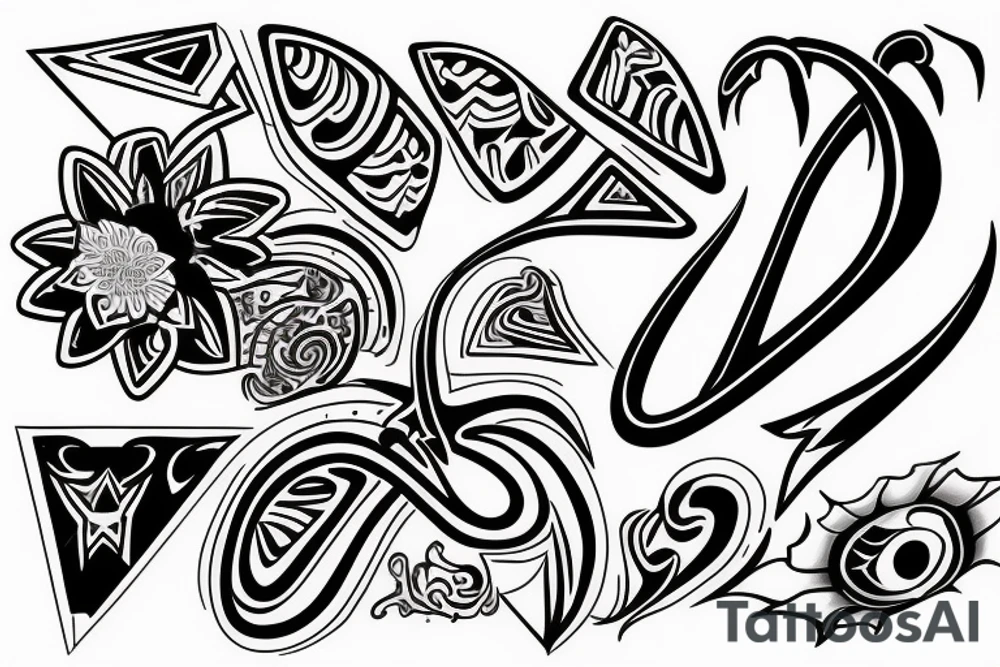 3D trippy word " AUDAX " tattoo idea
