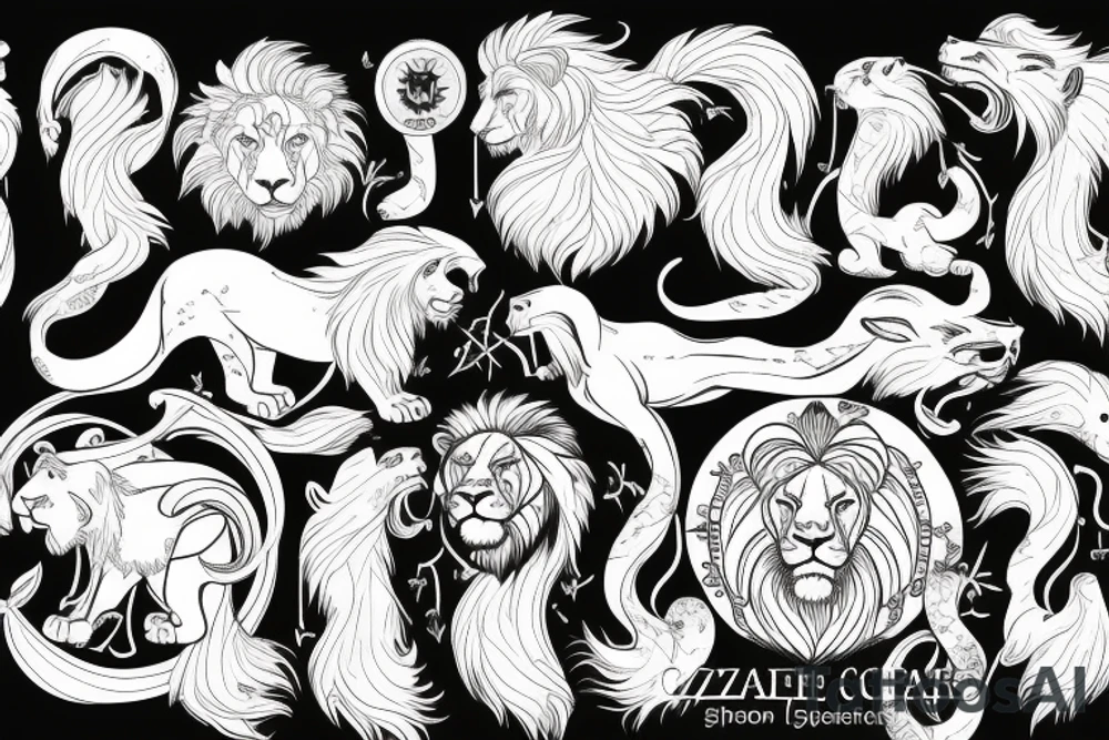 two zodiac cancers and a lion tattoo idea