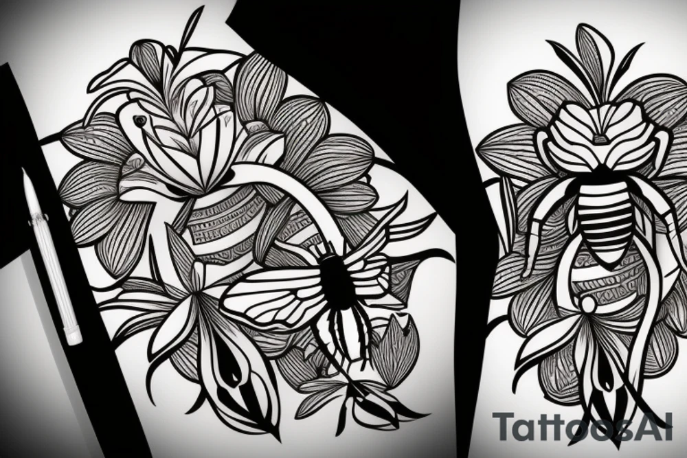 A bee with a orchid tattoo idea