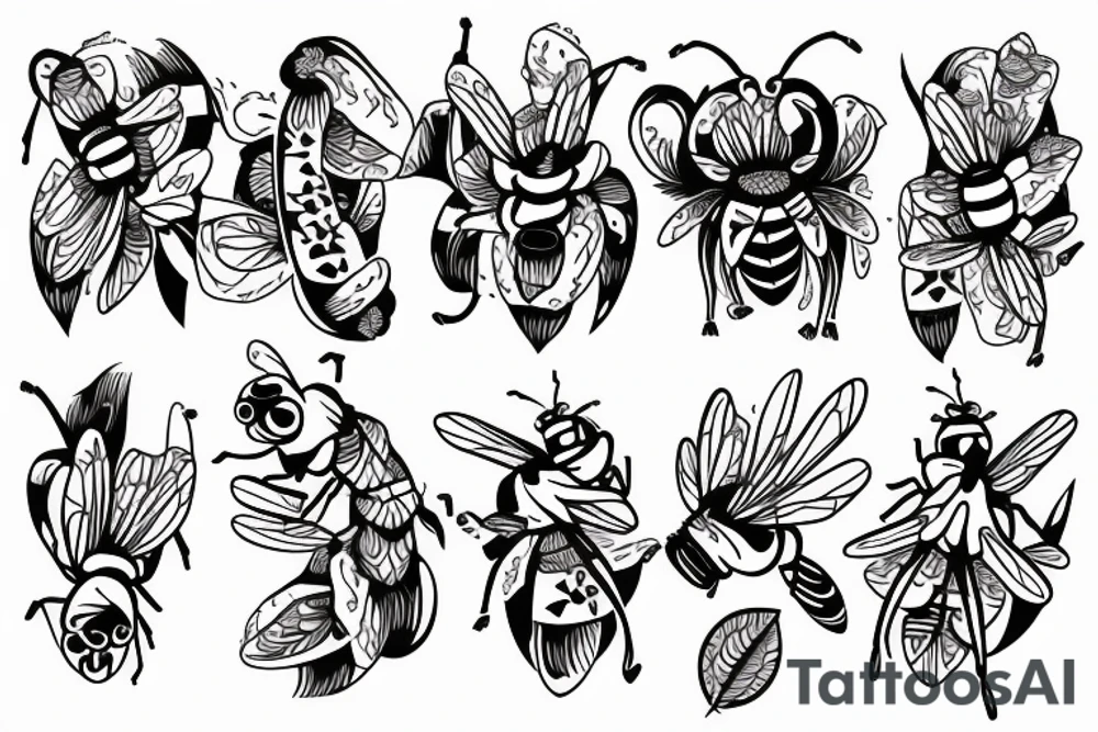 A bee with a orchid tattoo idea