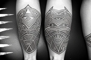 Polynesian tattoo on leg with lines tattoo idea