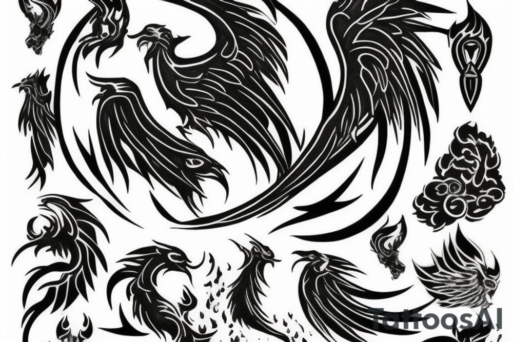 phoenix rising from fire tattoo idea