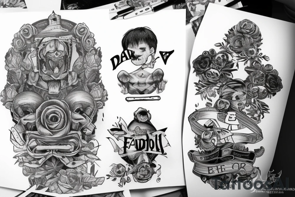 father and son include letters B and E tattoo idea