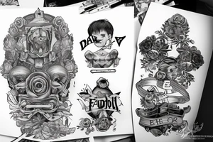 father and son include letters B and E tattoo idea