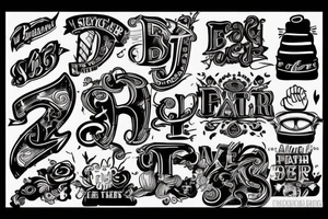 father and son include letters B and E tattoo idea