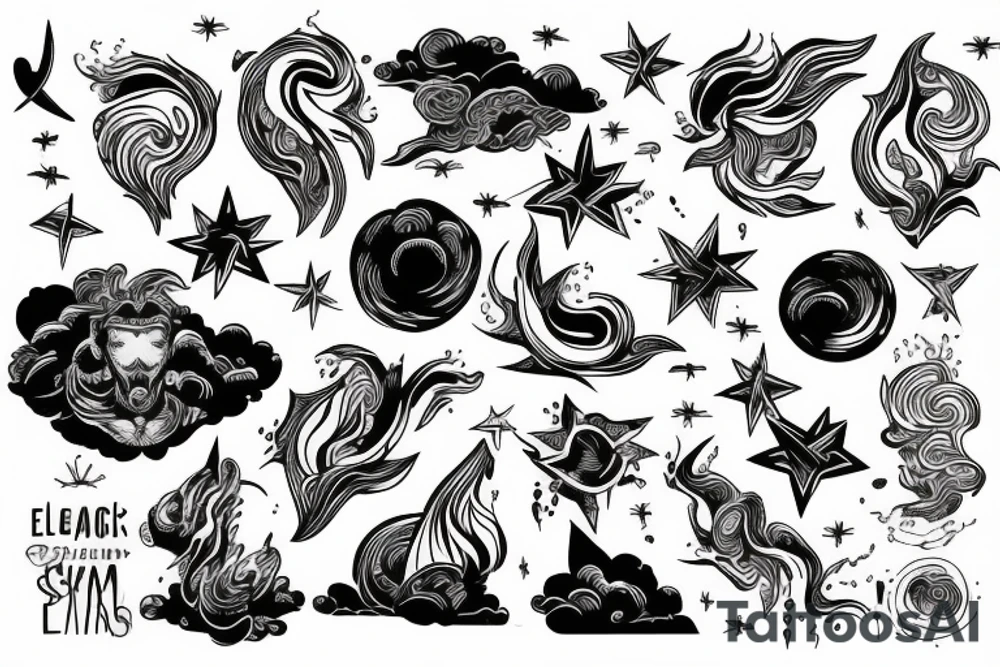 Electric storm over the seas with a Taurus tattoo idea