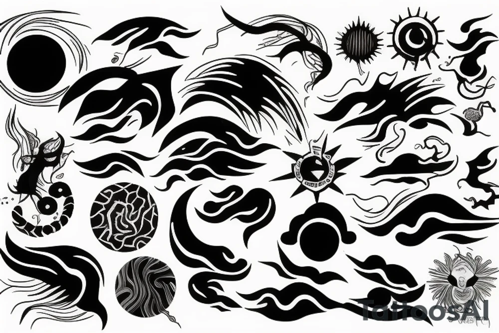 Electric storm over the seas with a Taurus tattoo idea
