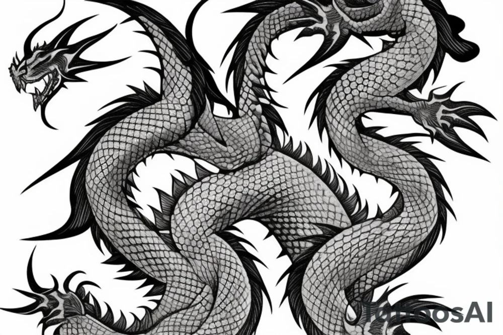 dragon in japan style tattoo idea