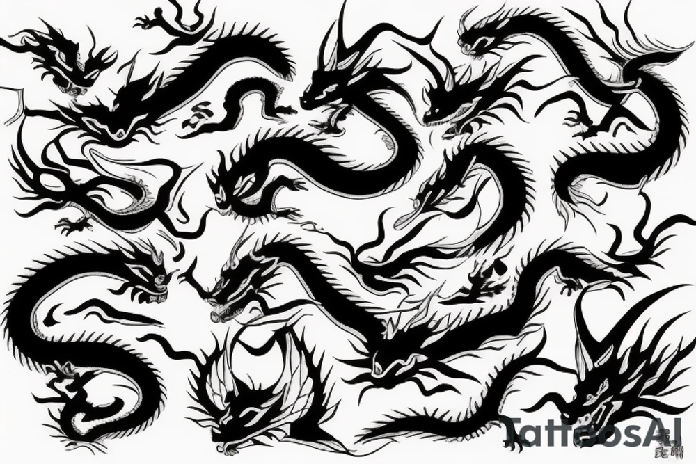 dragon in japan style tattoo idea
