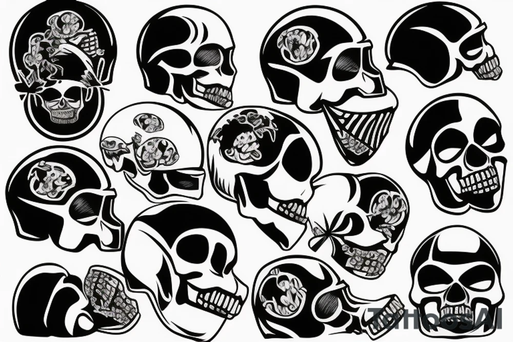 football helmet with a skull inside tattoo idea