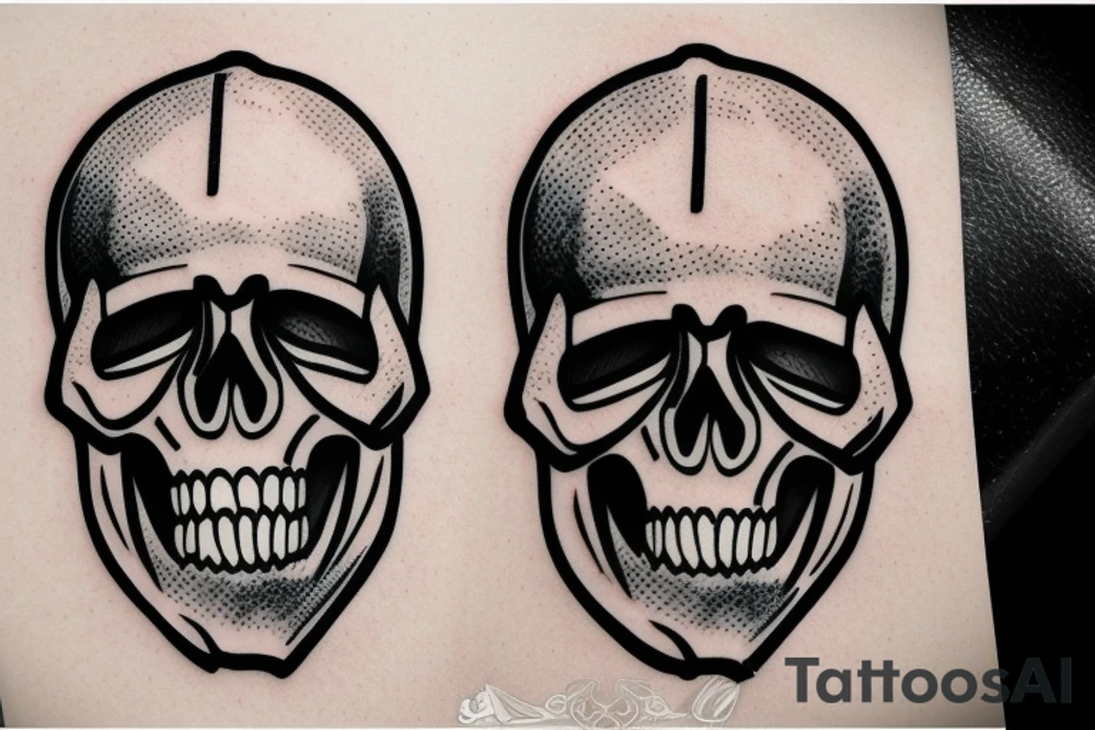 football helmet with a skull inside tattoo idea