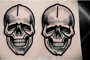 football helmet with a skull inside tattoo idea