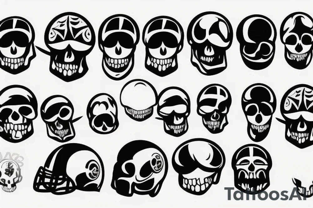 football helmet with a skull inside tattoo idea