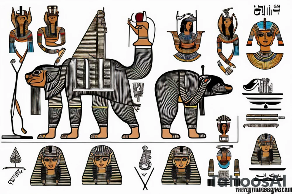 Egyptian pharaoh bear tattoo idea