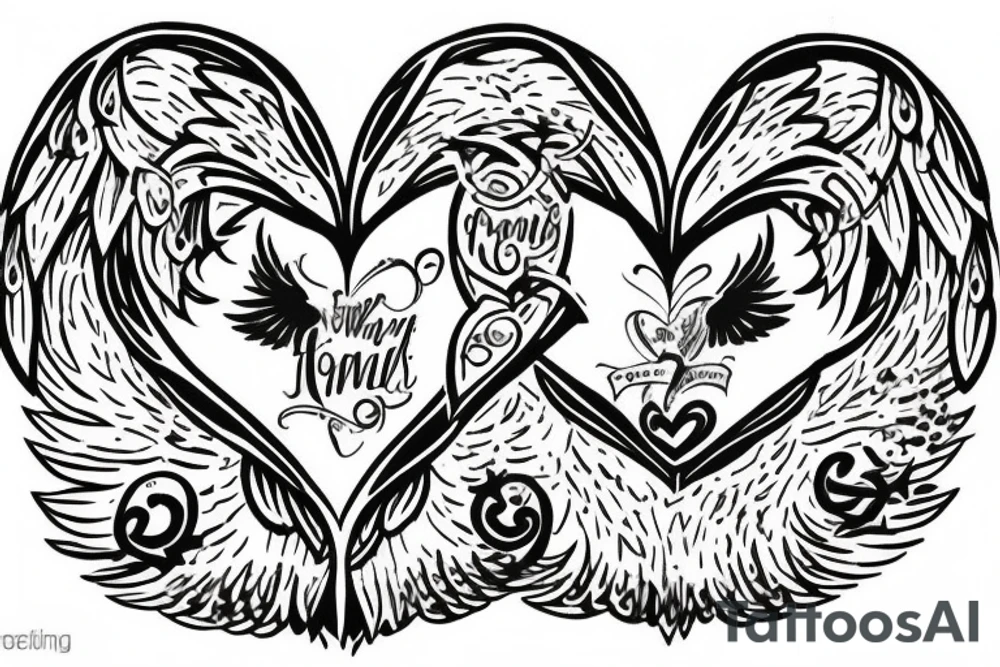 Family tree rising out of death. A rebirth of heart mind and soul. Covered in angels wings and protected by the almighty tattoo idea