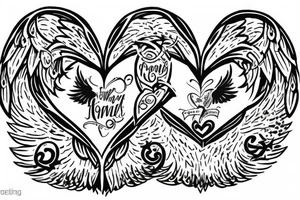 Family tree rising out of death. A rebirth of heart mind and soul. Covered in angels wings and protected by the almighty tattoo idea