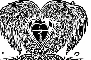 Family tree rising out of death. A rebirth of heart mind and soul. Covered in angels wings and protected by the almighty tattoo idea