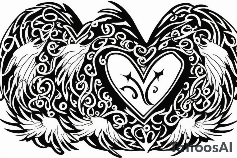 Family tree rising out of death. A rebirth of heart mind and soul. Covered in angels wings and protected by the almighty tattoo idea