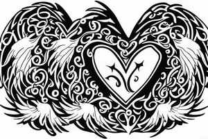 Family tree rising out of death. A rebirth of heart mind and soul. Covered in angels wings and protected by the almighty tattoo idea