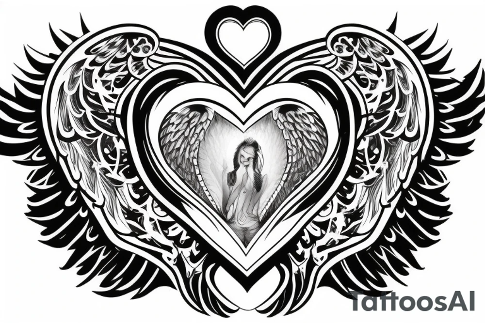 A rebirth of heart mind and soul. Covered in angels wings and protected by the almighty tattoo idea
