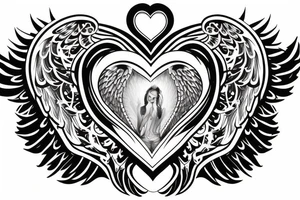 A rebirth of heart mind and soul. Covered in angels wings and protected by the almighty tattoo idea