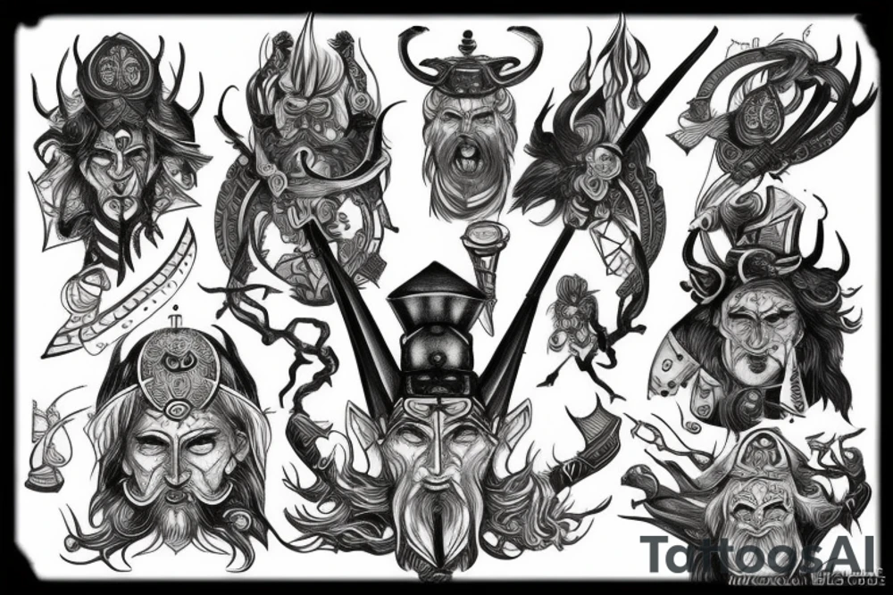 odin shiva warrior tattoo idea