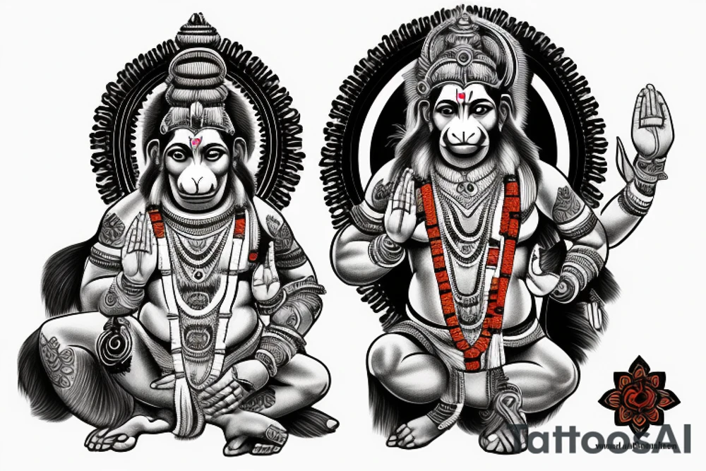 JAI SHREE RAM With HANUMAN JI GADA tattoo idea