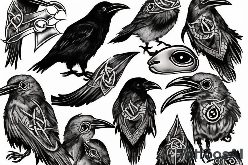 Viking style raven with number 13 in eye tattoo idea